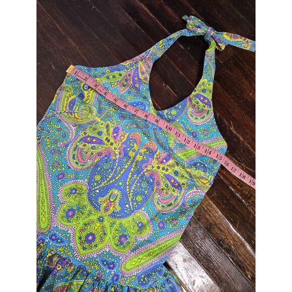 NWT Ralph Lauren Y2K Girls size 16 Blue Paisley Halter Dress - Picture 5 of 14